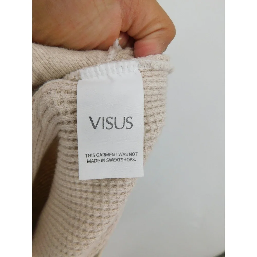 Visus Genderless Waffle Knit Joggers Oatmeal Beige Thermal‎ Sweatpants XS/S